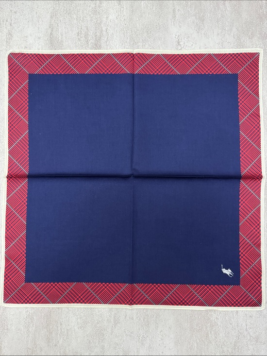 Polo Ralph Lauren Other - Polo by Ralph Lauren Navy Pocket Square with Red Patterned Border
